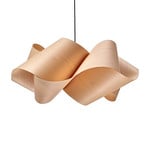 LZF Swirl pendant, black cable Ø54cm natural beech