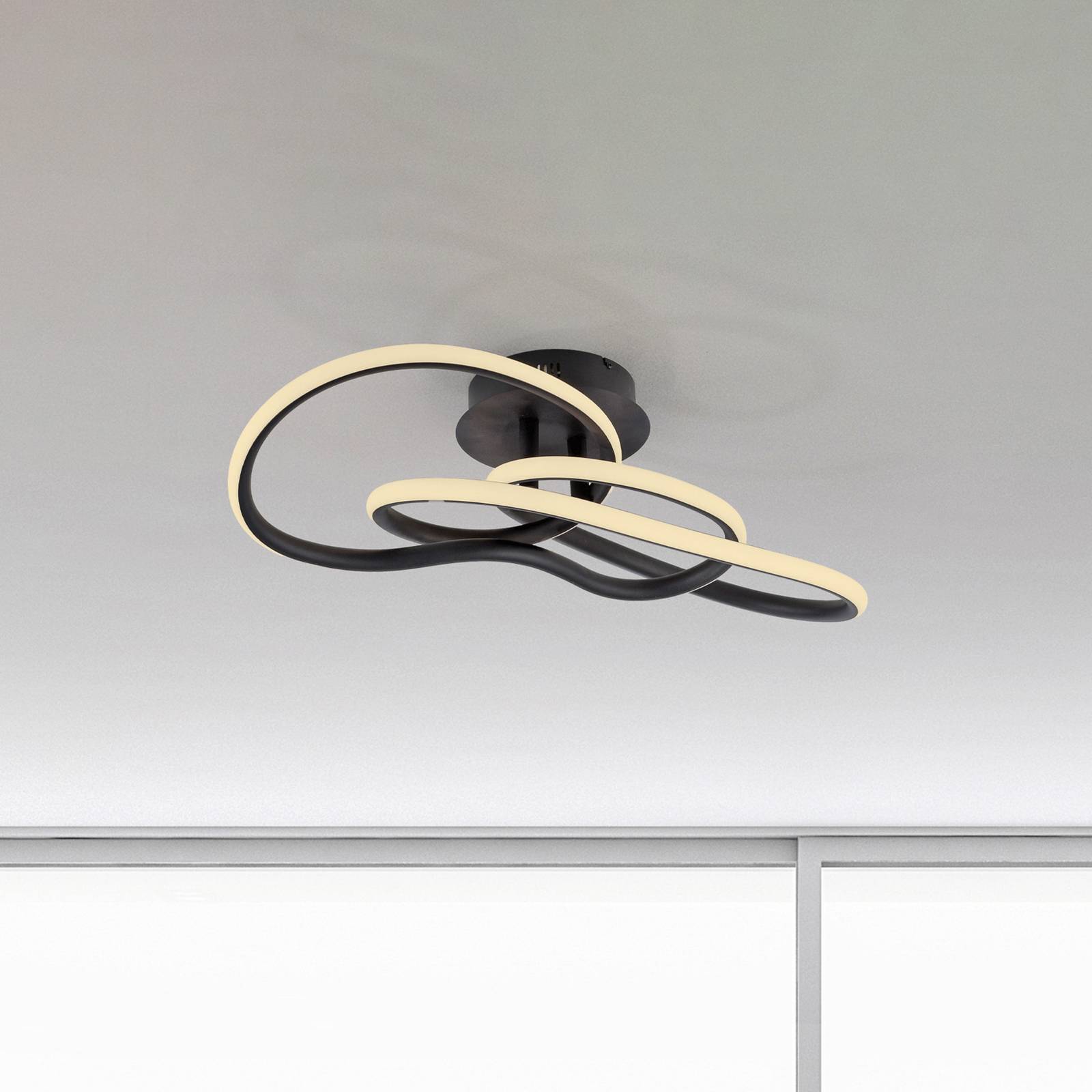 LED-taklampe TWIST, svart, lengde 90 cm, metall, Switchdim