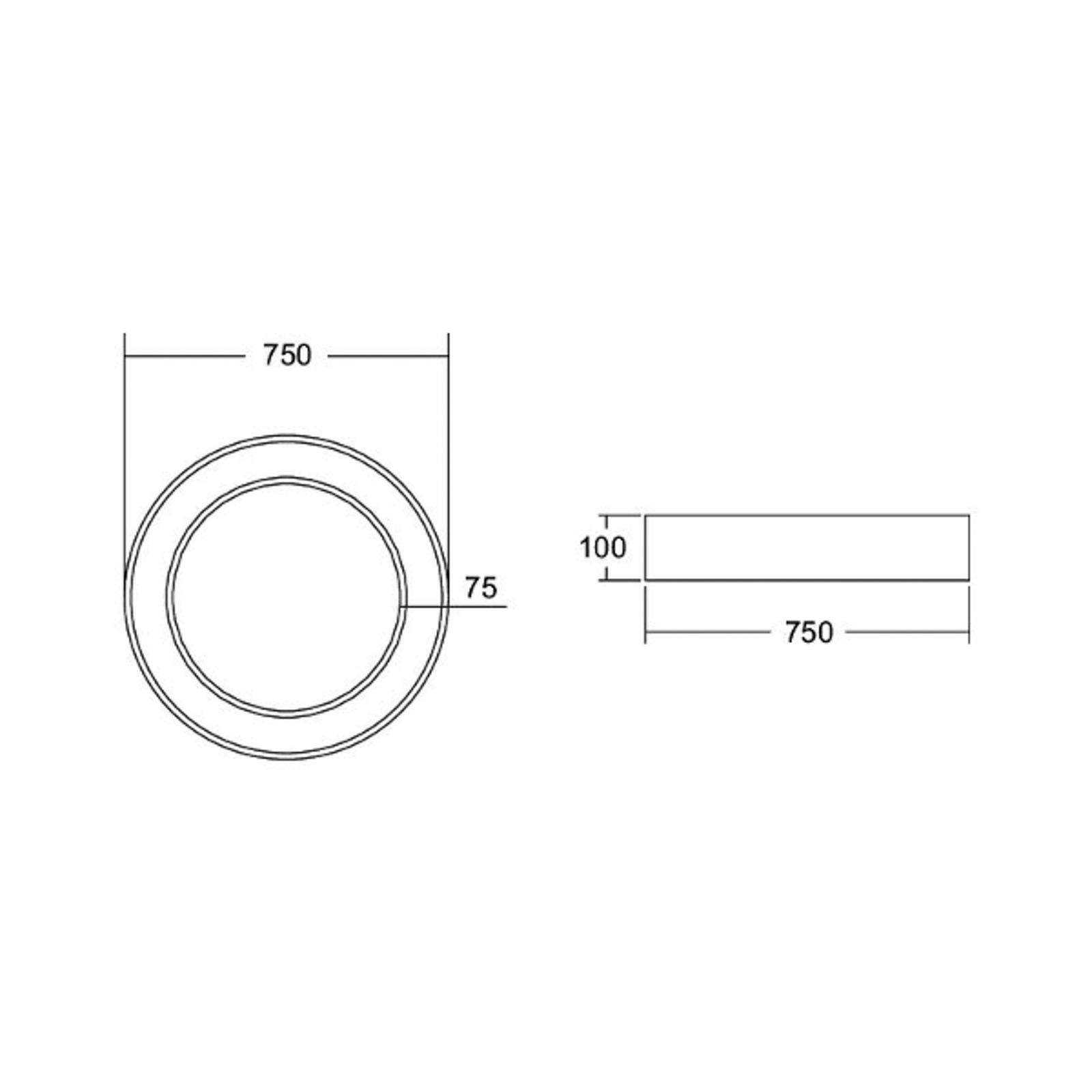 BRUMBERG Biro Circle Ring griestu 75 cm 50W ieslēgts/izslēgts melns 840