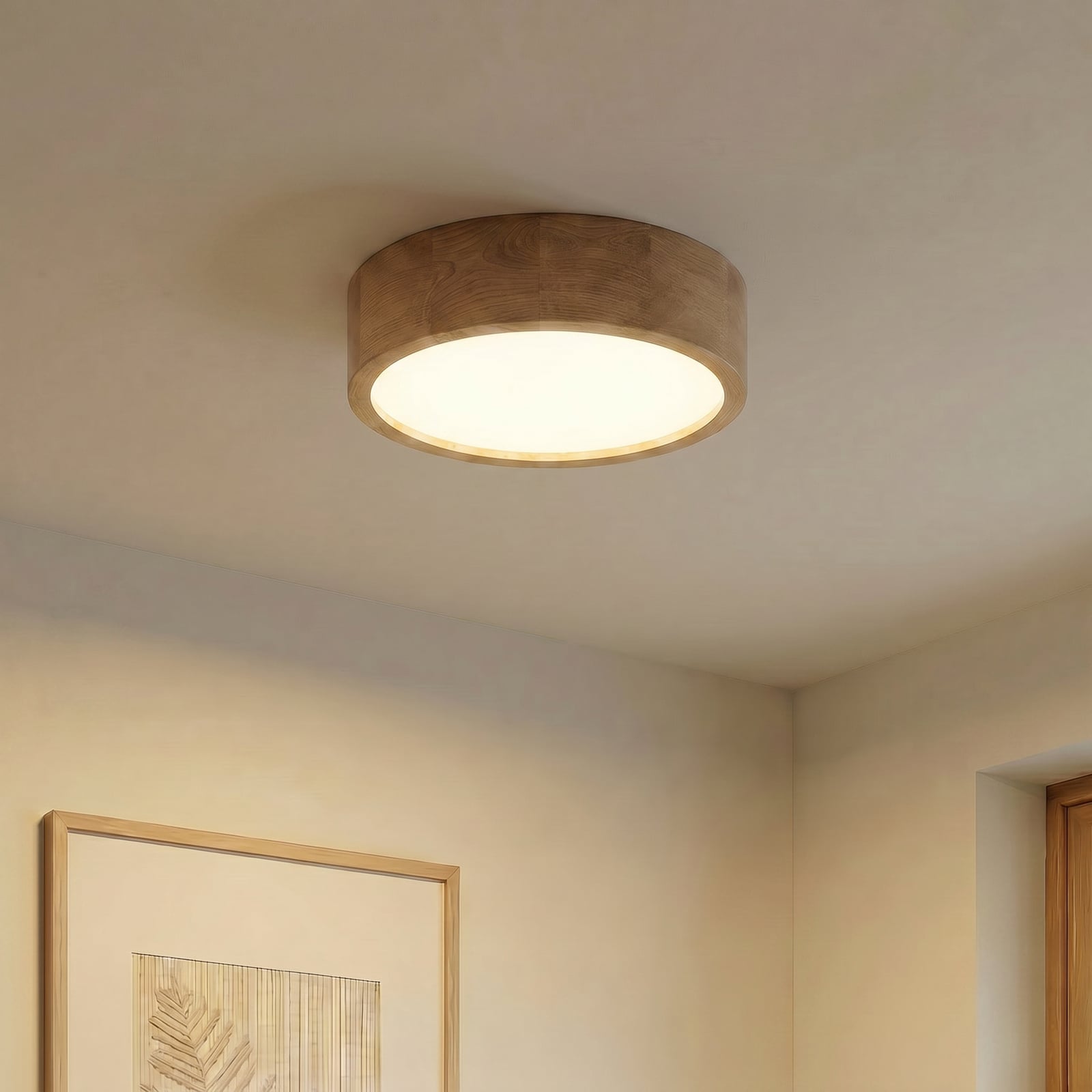 Cleo mennyezeti lámpa, Ø 38 cm, 3-lámpás, tölgyfa, E27