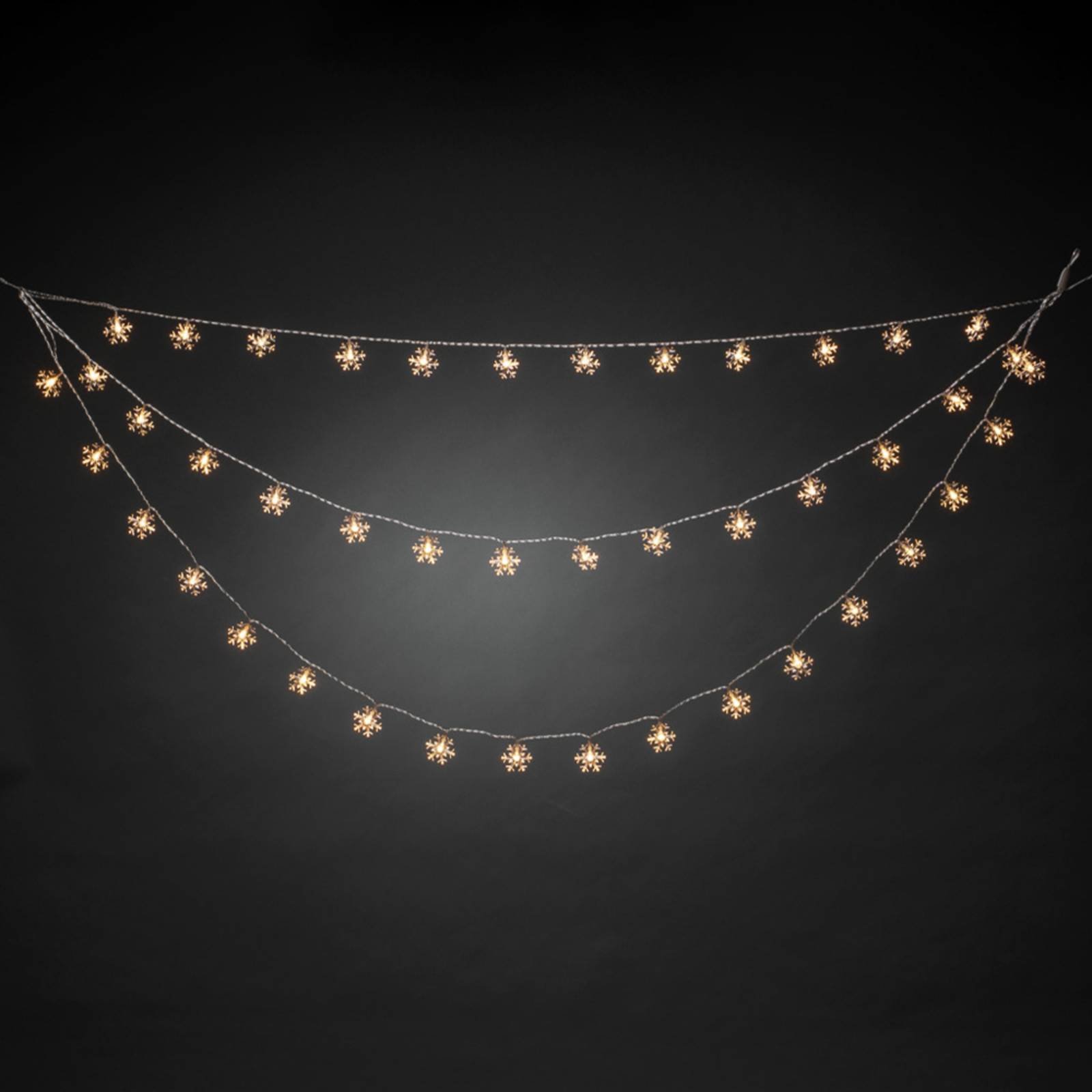 Konstsmide Christmas LED-ljusgardin, 44 varmvita strålande flingor