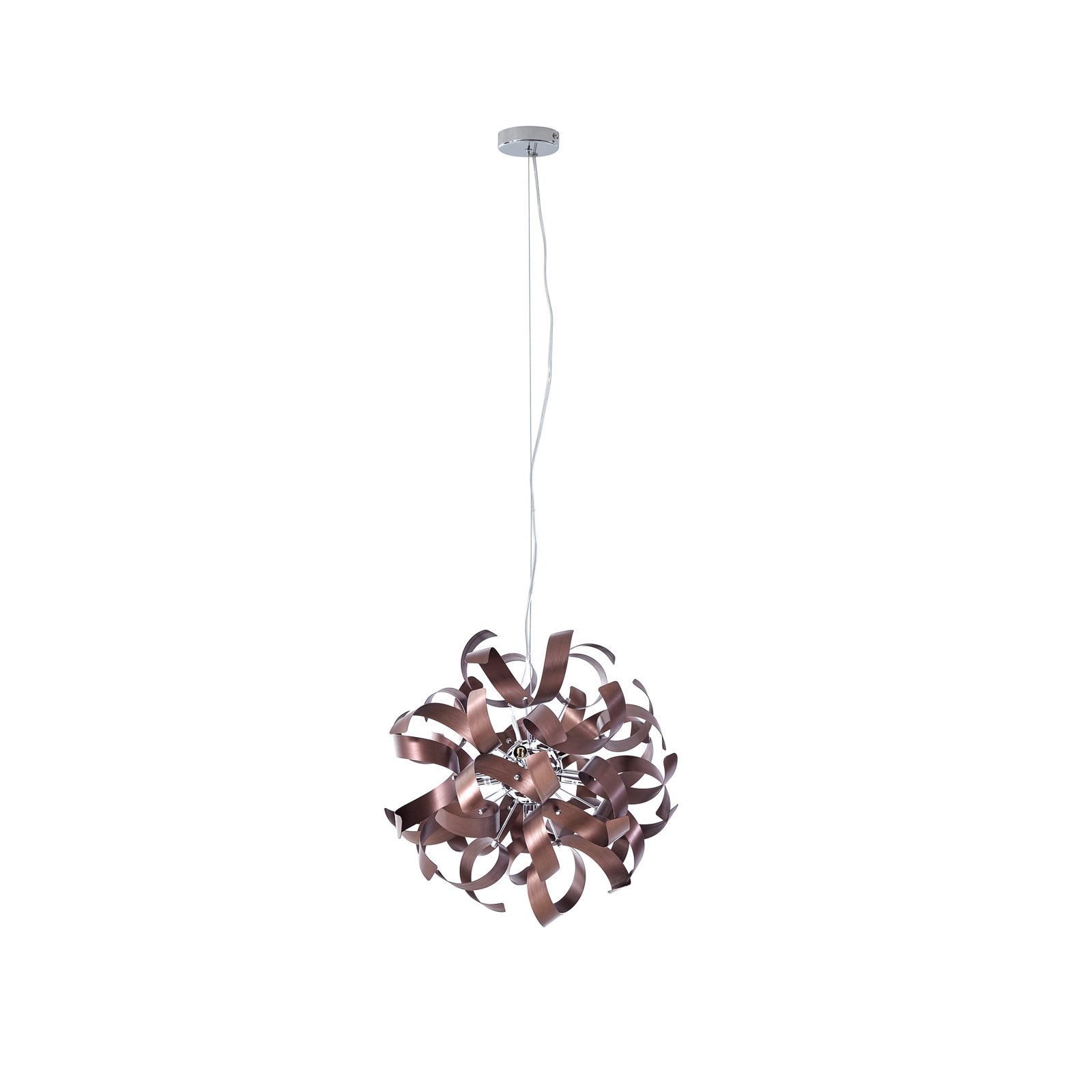 Lucande hanging light Kaelor, Ø 46 cm, copper-coloured, aluminium