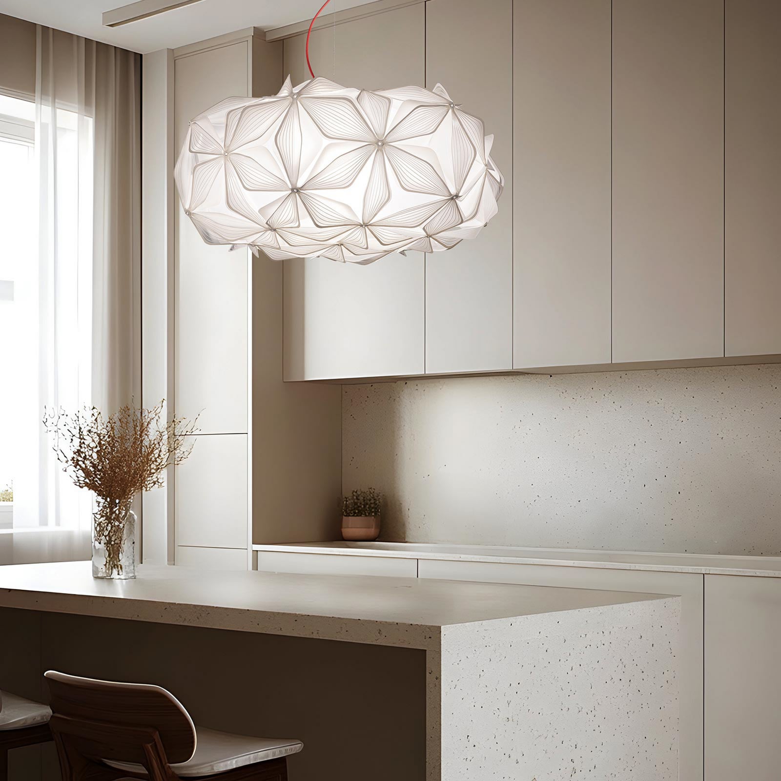 Pendellampe C'EST LA VIE, weiß/Kabel transparent, Ø 53 cm Pendellampe C'EST LA VIE, weiß/Kabel transparent, Ø 53 cm