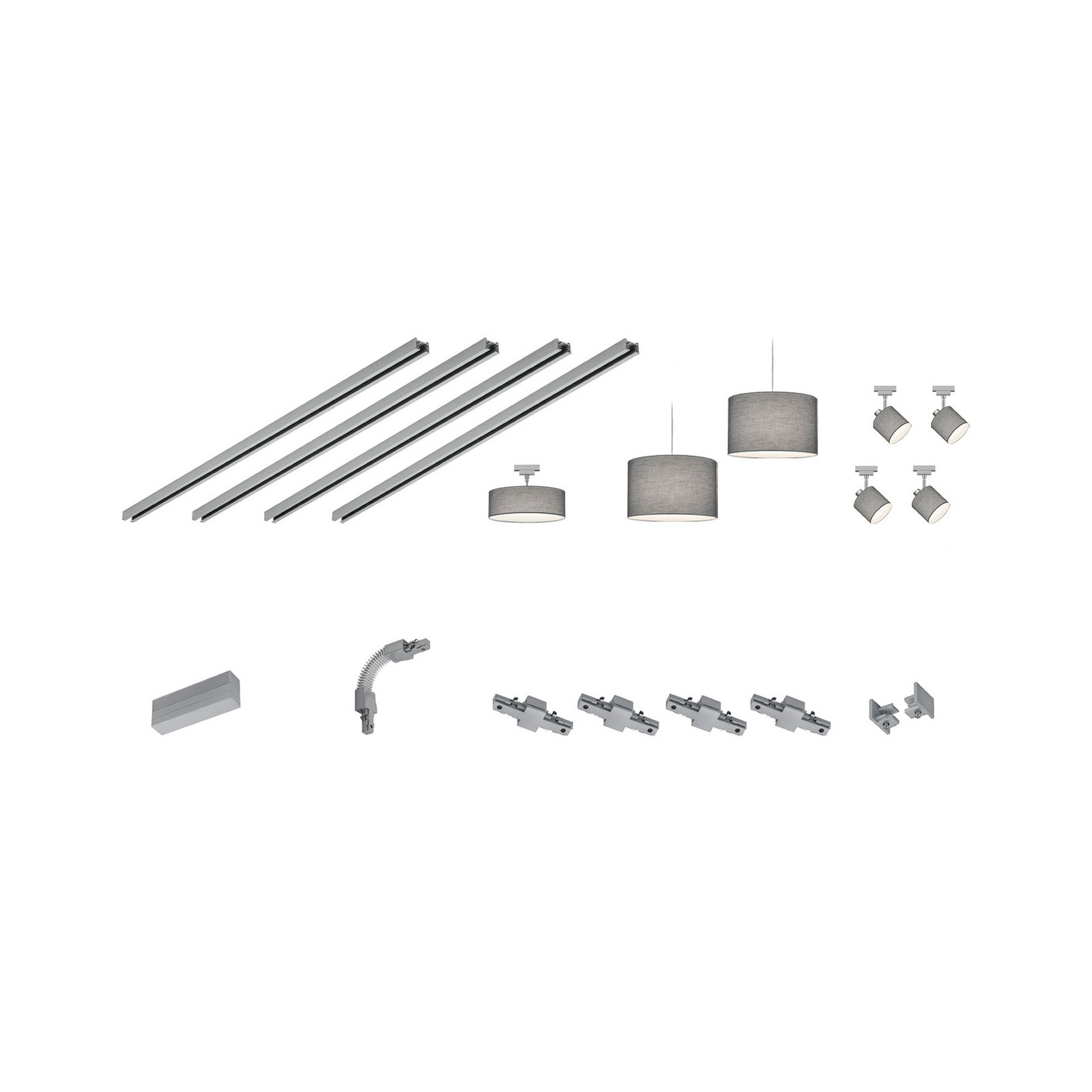 Schienenset DUOline Hotel/Tommy, titan, 4 m, 7-flg., E27/E14