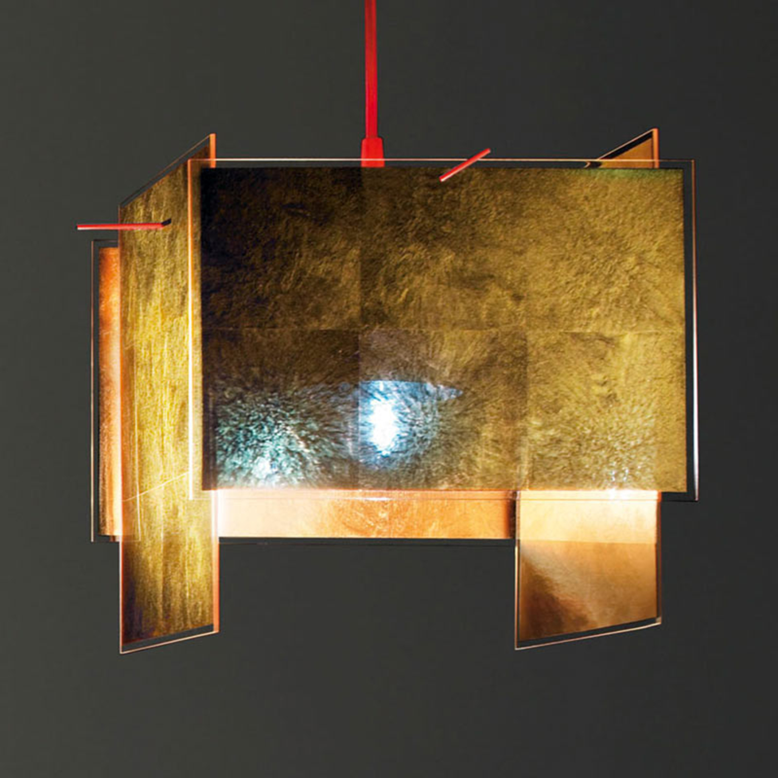 Golden designer hanging light 24 Karat Blau 450 cm