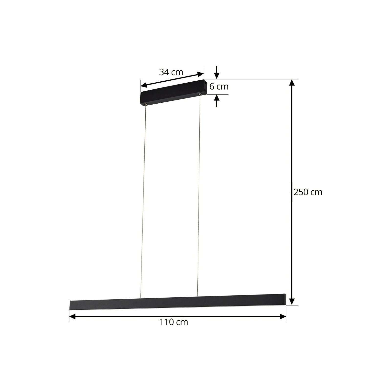 Candeeiro suspenso LED Lucande Smart Mylosh, preto, CCT, Tuya