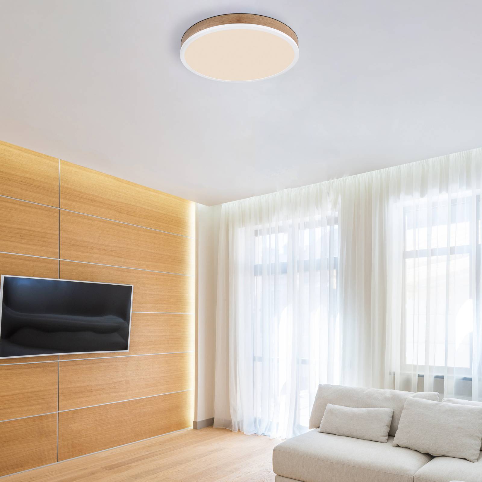 E-shop LED stropné svietidlo Doro Ø 45 cm drevo tmavé/biele