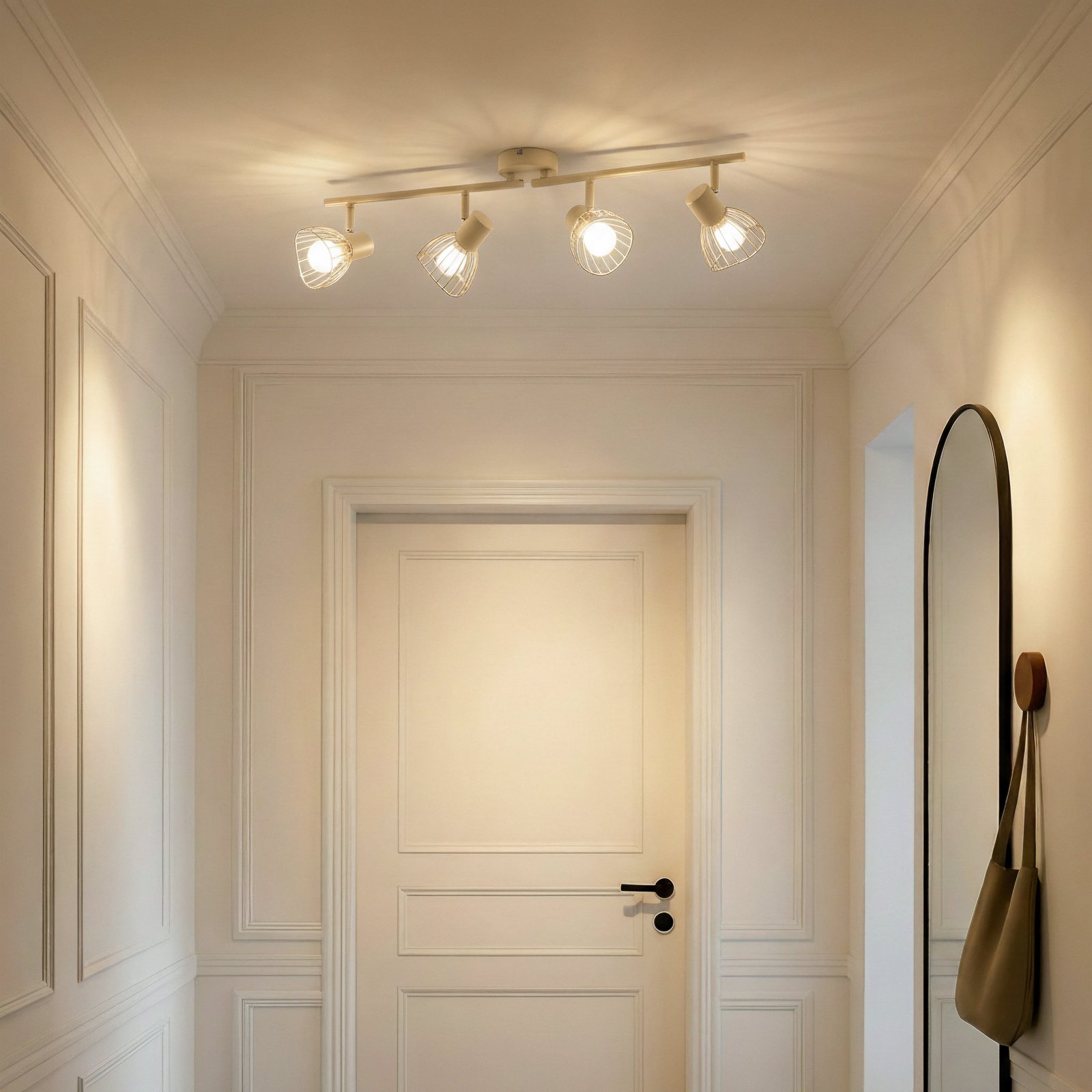 Lindby Piena ceiling light, beige, 4-bulb, metal, 70cm