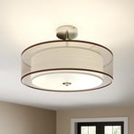 Lindby ceiling light Pikka, brown, textile, Ø 50 cm, E27