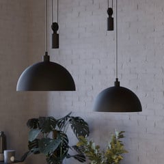 Lámpara colgante Winkworth, negra, longitud 118 cm, metal, 2 luces.