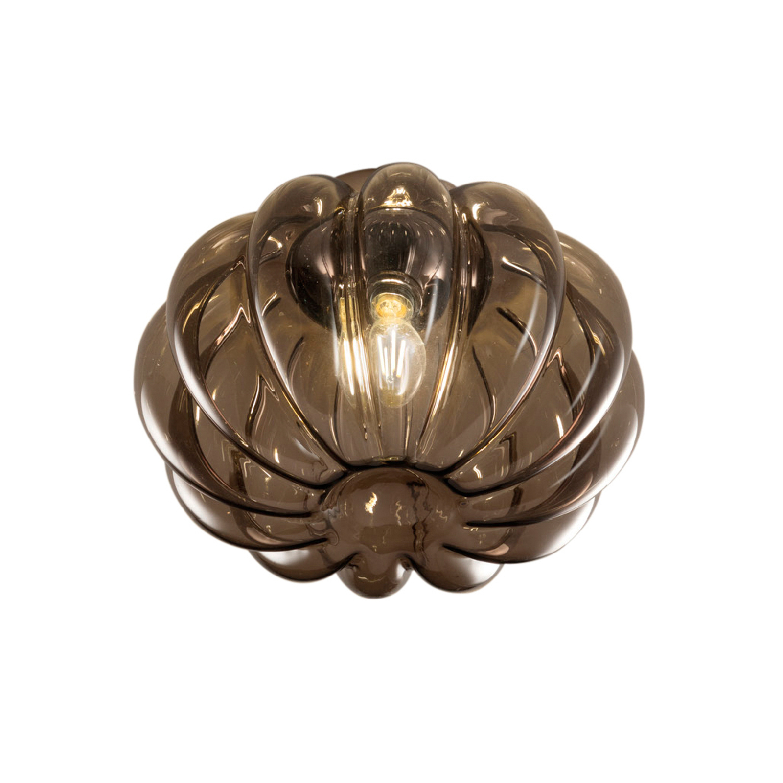 Sugar ceiling light with glass shade, smoked