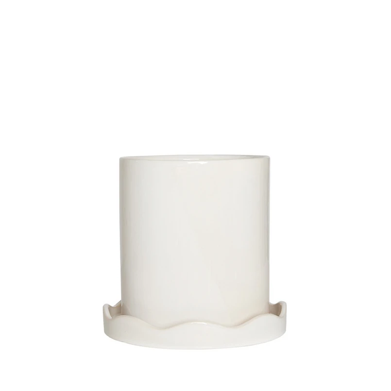 Produktfoto för OYOY LIVING - Nami Pot With Saucer - Blomkruka - 101 White - H18 x L16,5 x W16,5 cm / H3 x L20 x W20 cm
