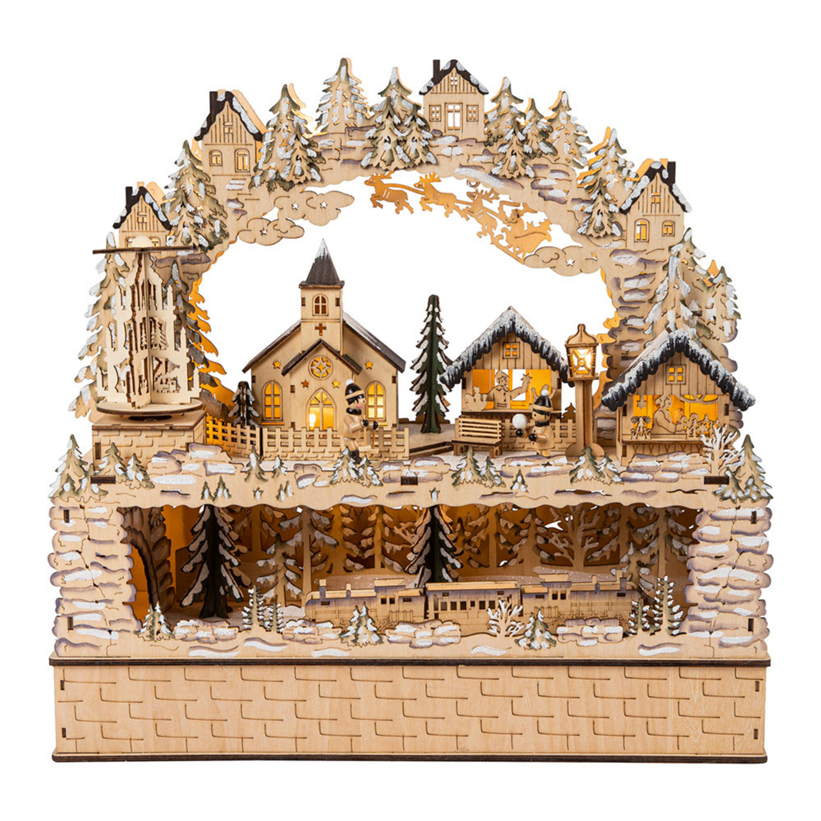Saico Railway LED candle arch, pyramid and music, wood, energy efficiency: A+, L: 45 cm, W: 16 cm, H: 44 cm