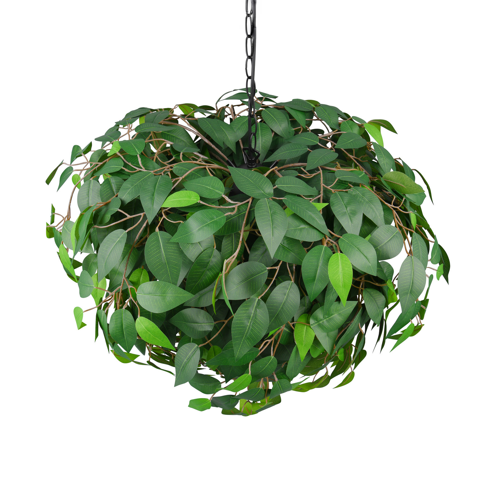 Suspension Leavy, noir/vert, Ø 70 cm, 4 lampes, E14