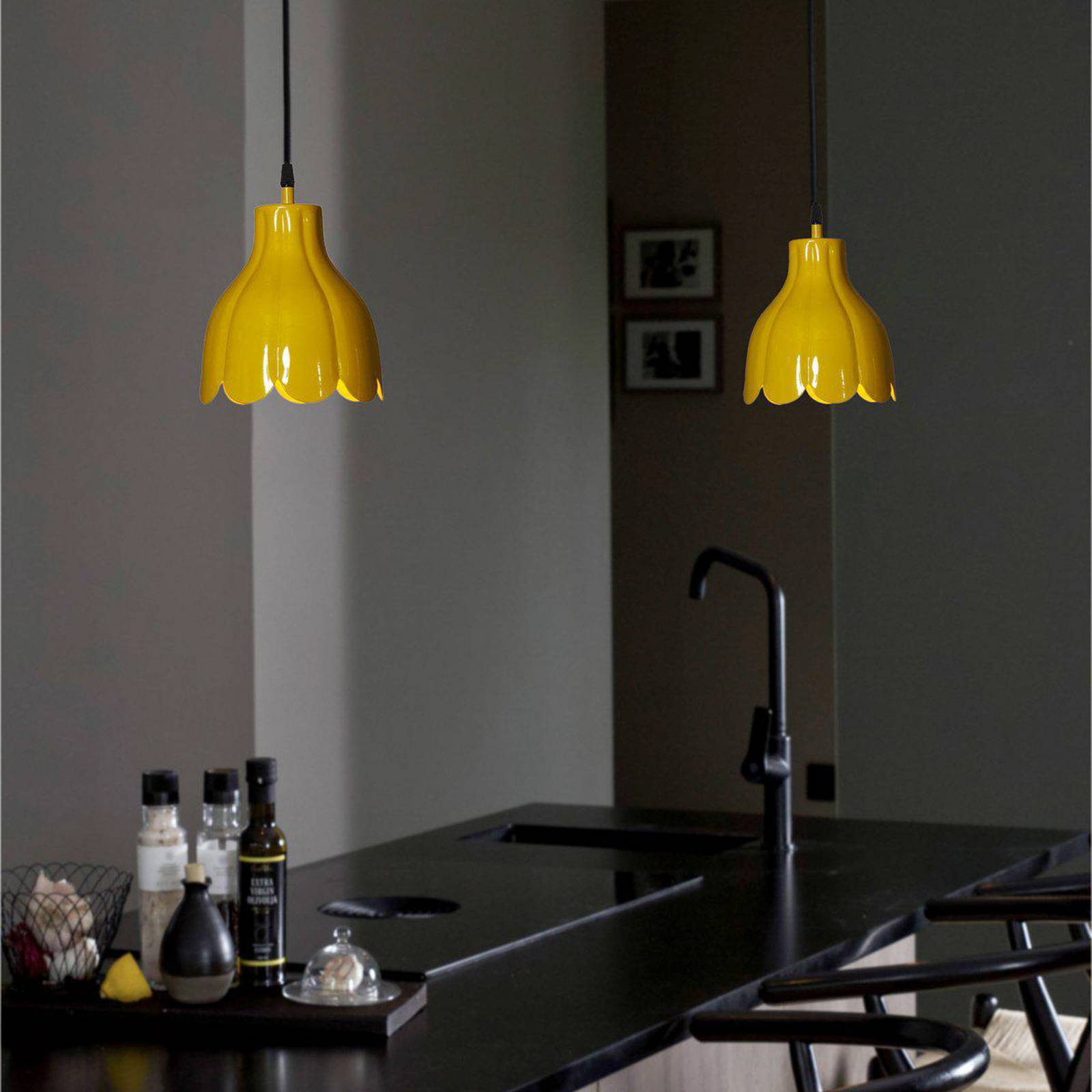 PR Home Hängeleuchte Tulippa, gelb, Ø 17 cm, Stecker, E27 günstig online kaufen