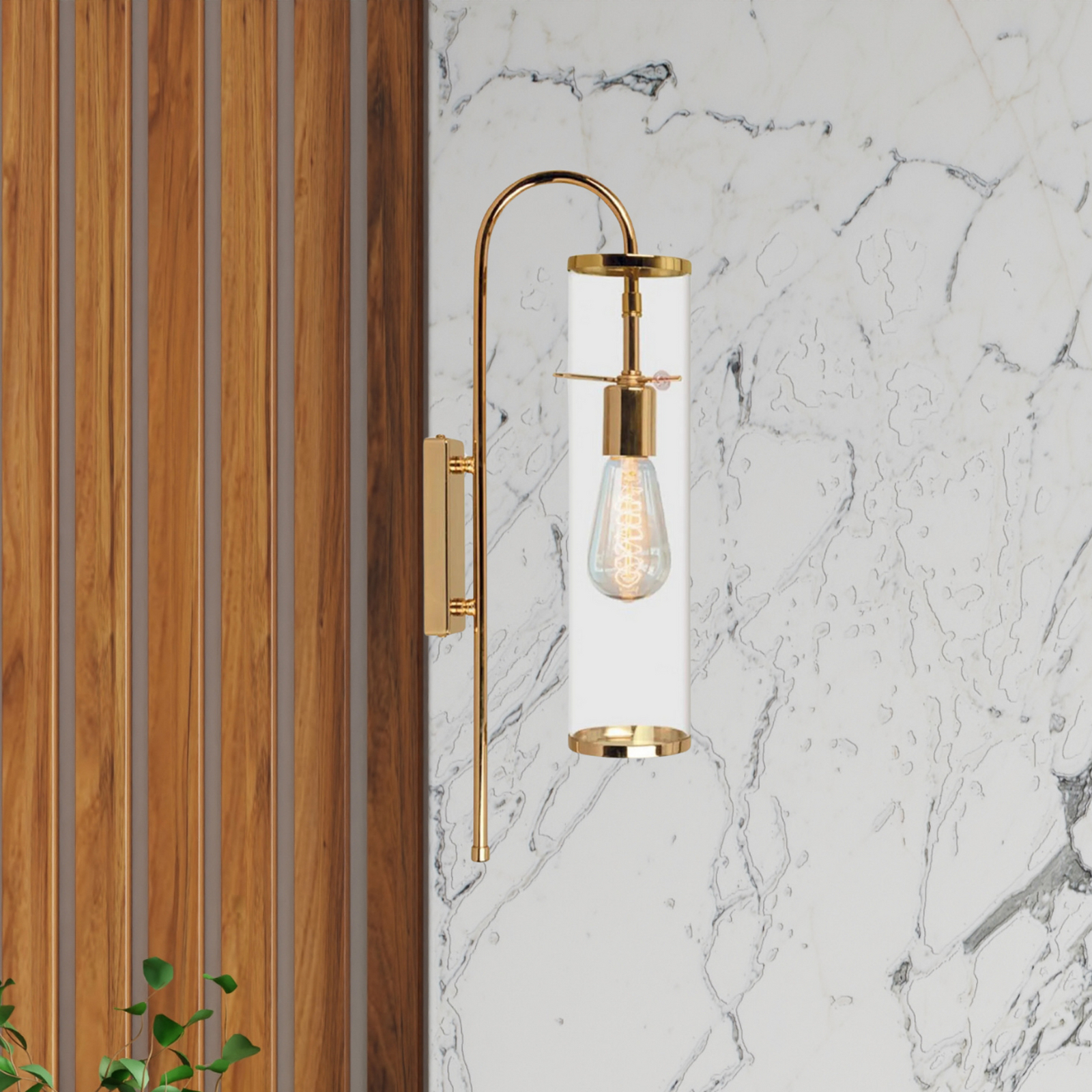 Applique Leona, colore oro, altezza 57 cm, metallo, E27