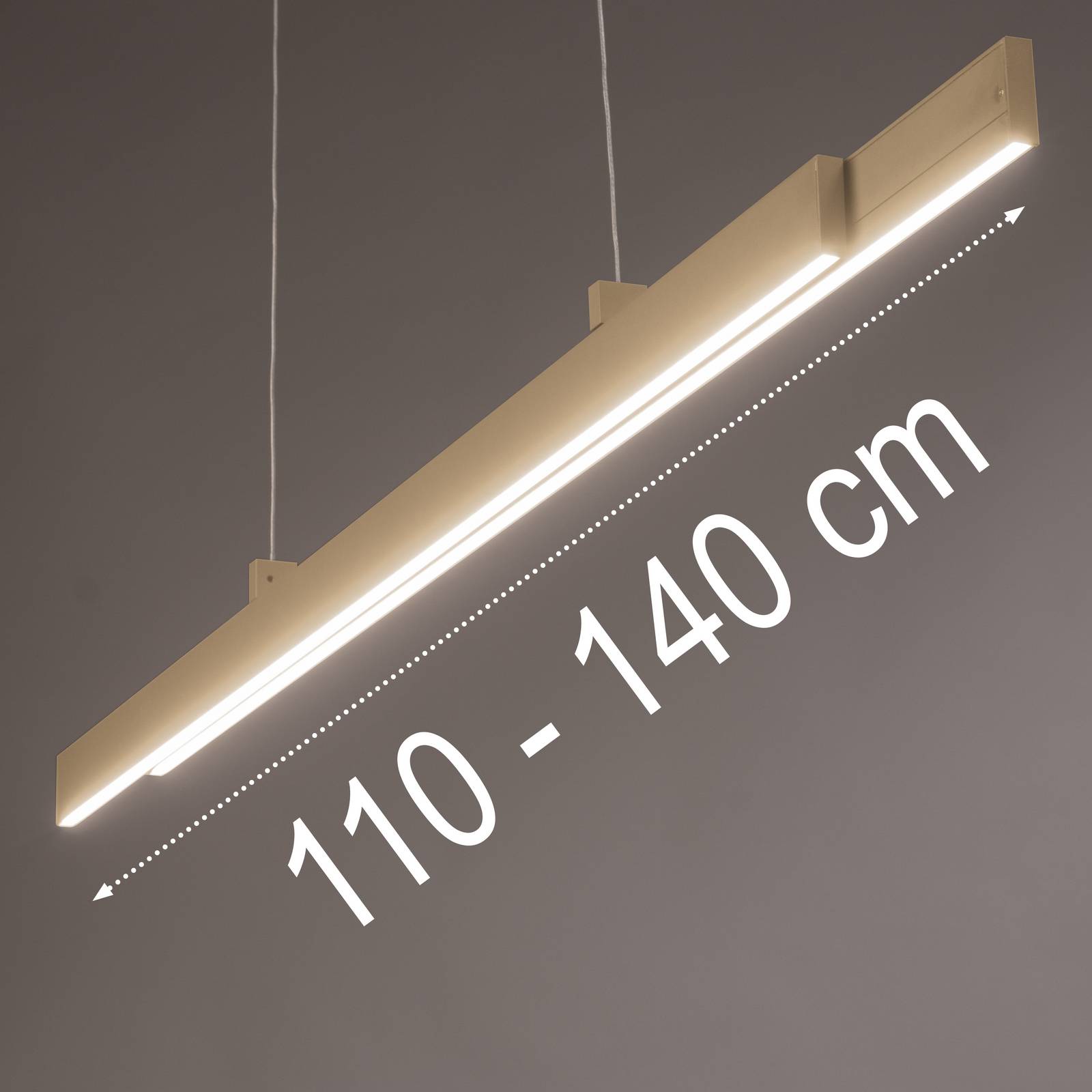 LED-Hängelampe Vayana, Länge 114 cm, sandfarben, Metall, CCT günstig online kaufen