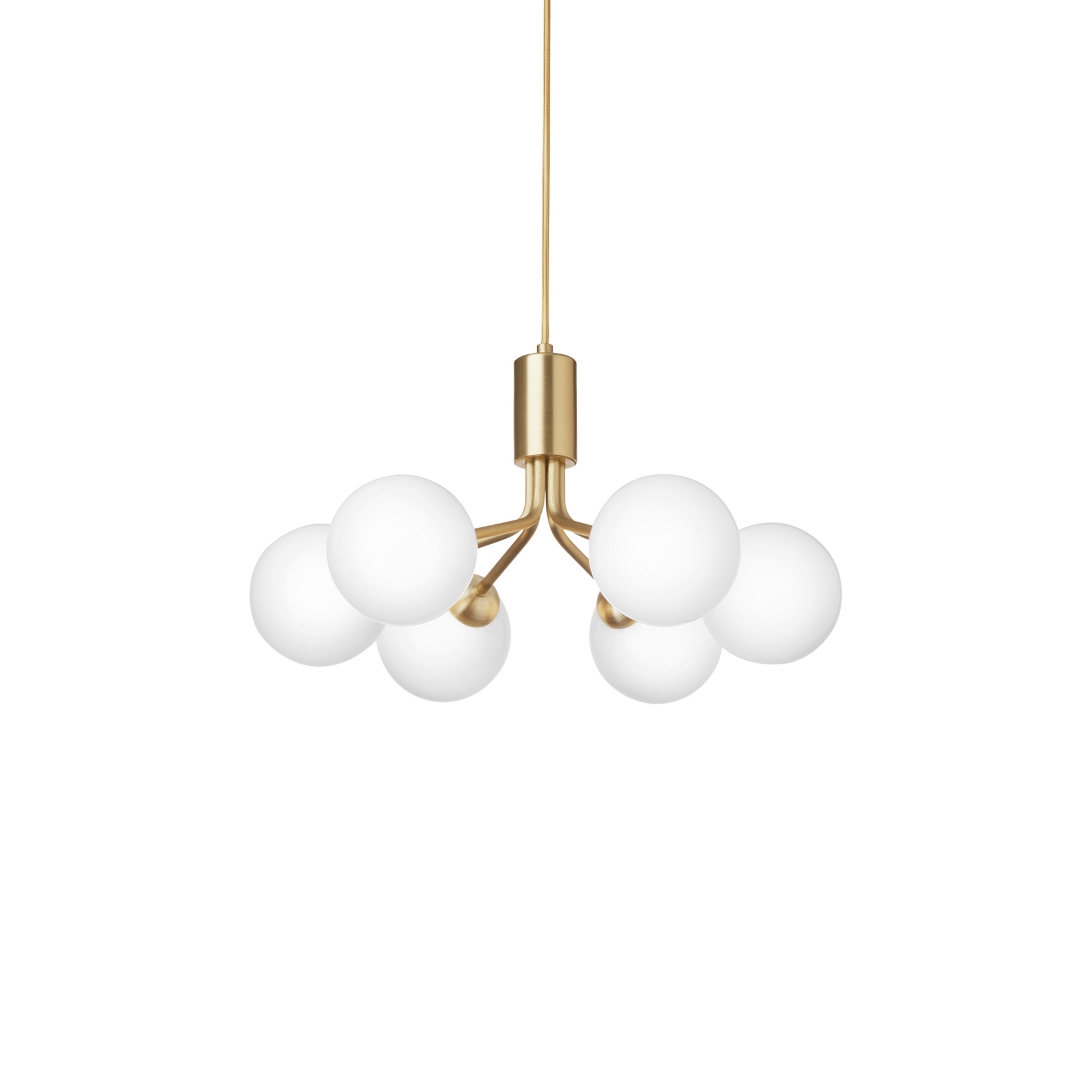 Lámpara colgante Apiales 6, latón/ópalo, Ø 50 cm - Nuura
