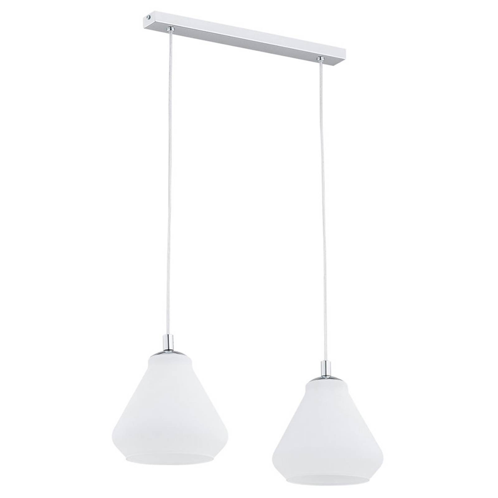 Hanglamp Destin, 2-lamps, wit/chroom