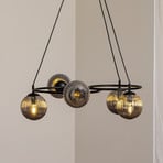 Libra living room lamp, smoke grey/black, Ø 70 cm, 5-bulb.