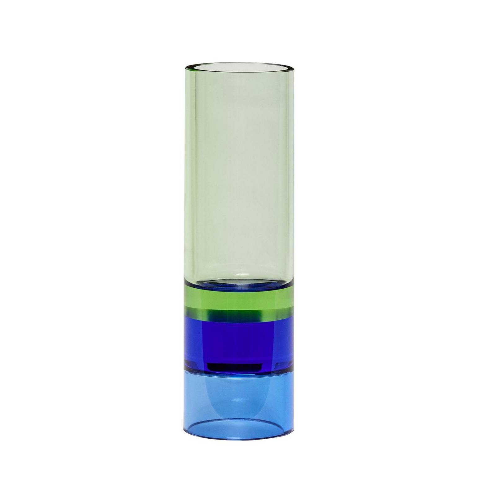 HÜBSCH Teelichthalter Astro, grün/blau, Kristallglas, 15 cm