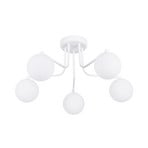 Astral ceiling light, white, length 64 cm, steel/glass, 5-bulb.