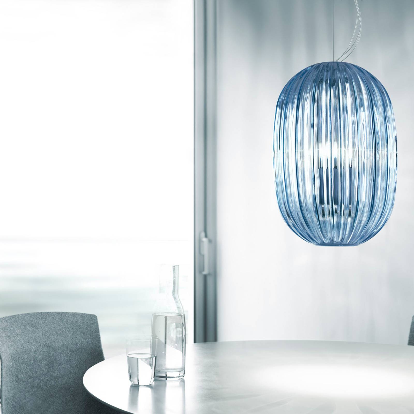 Foscarini Plass media Hängeleuchte E27, blau günstig online kaufen