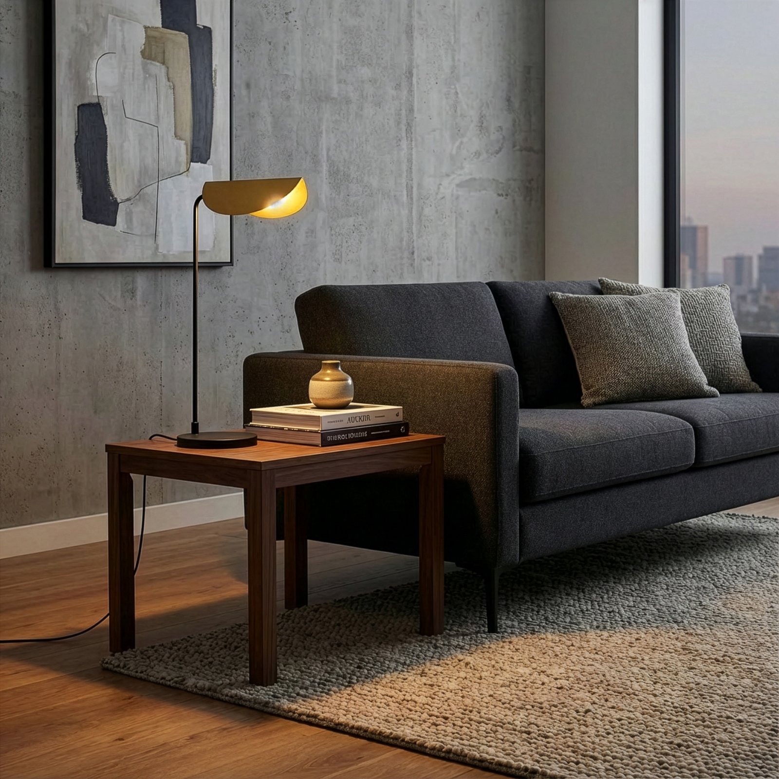 Bordlampe Corner, sort/guld, højde 57 cm, E14