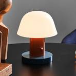&Tradycyjna akumulatorowa lampa stołowa Setago JH27, rdzawy/niebiesko-szary