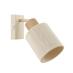 Wandleuchte Arlo, beige/holzfarben, Textil, Höhe 21 cm, E27