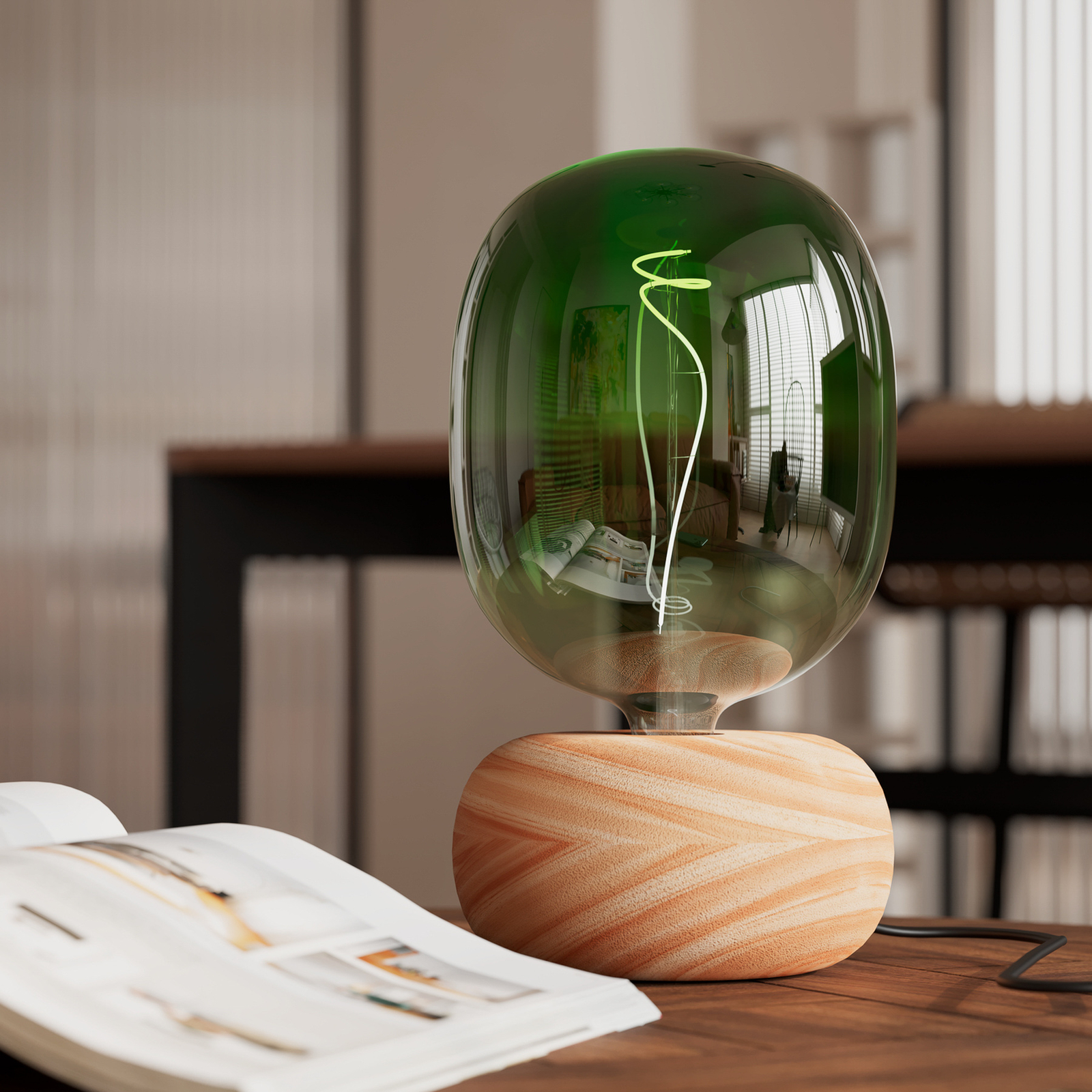 Calex Round Wood table lamp made of wood