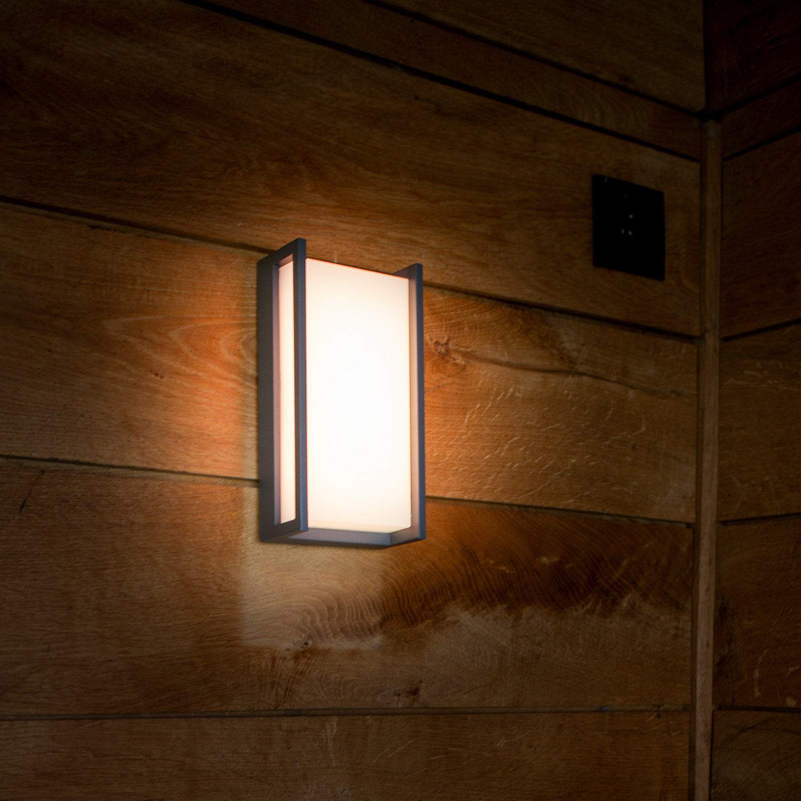 LED-Smart-Außenwandlampe QUBO, dunkelgrau 22 cm IP54 RGB CCT