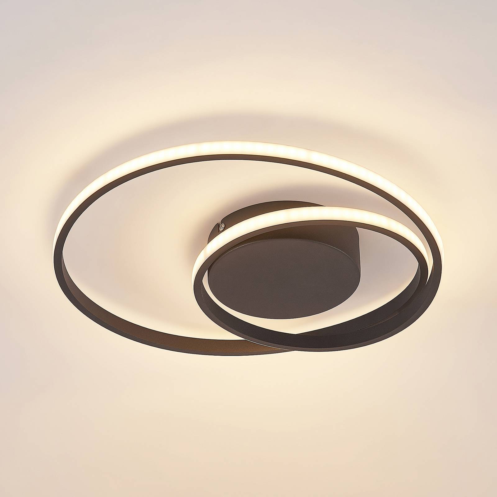 Lindby Emisua Led Ceiling Light, Black, Cct, Dimmable