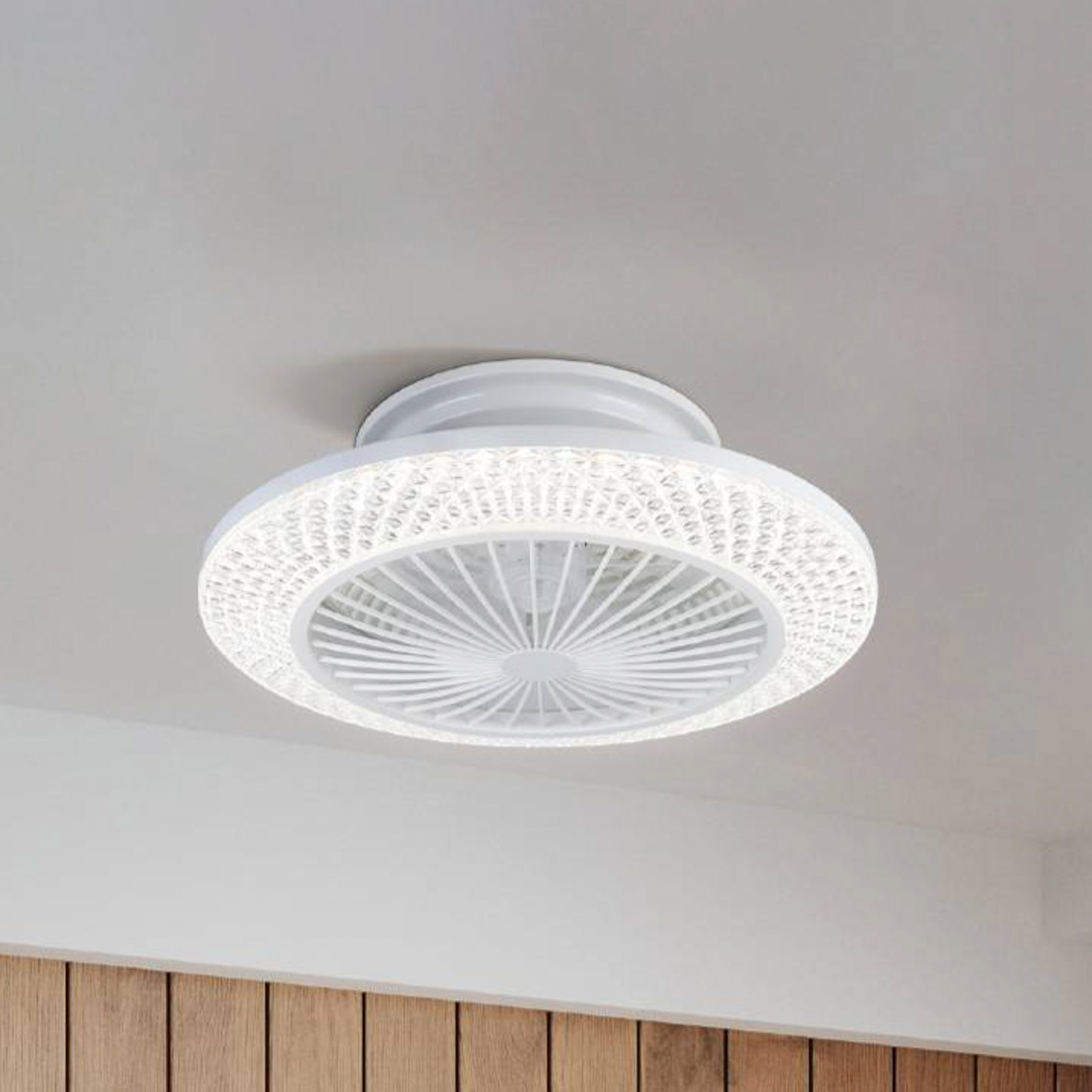 Ventilateur plafond Malinska LED CCT effet cristal