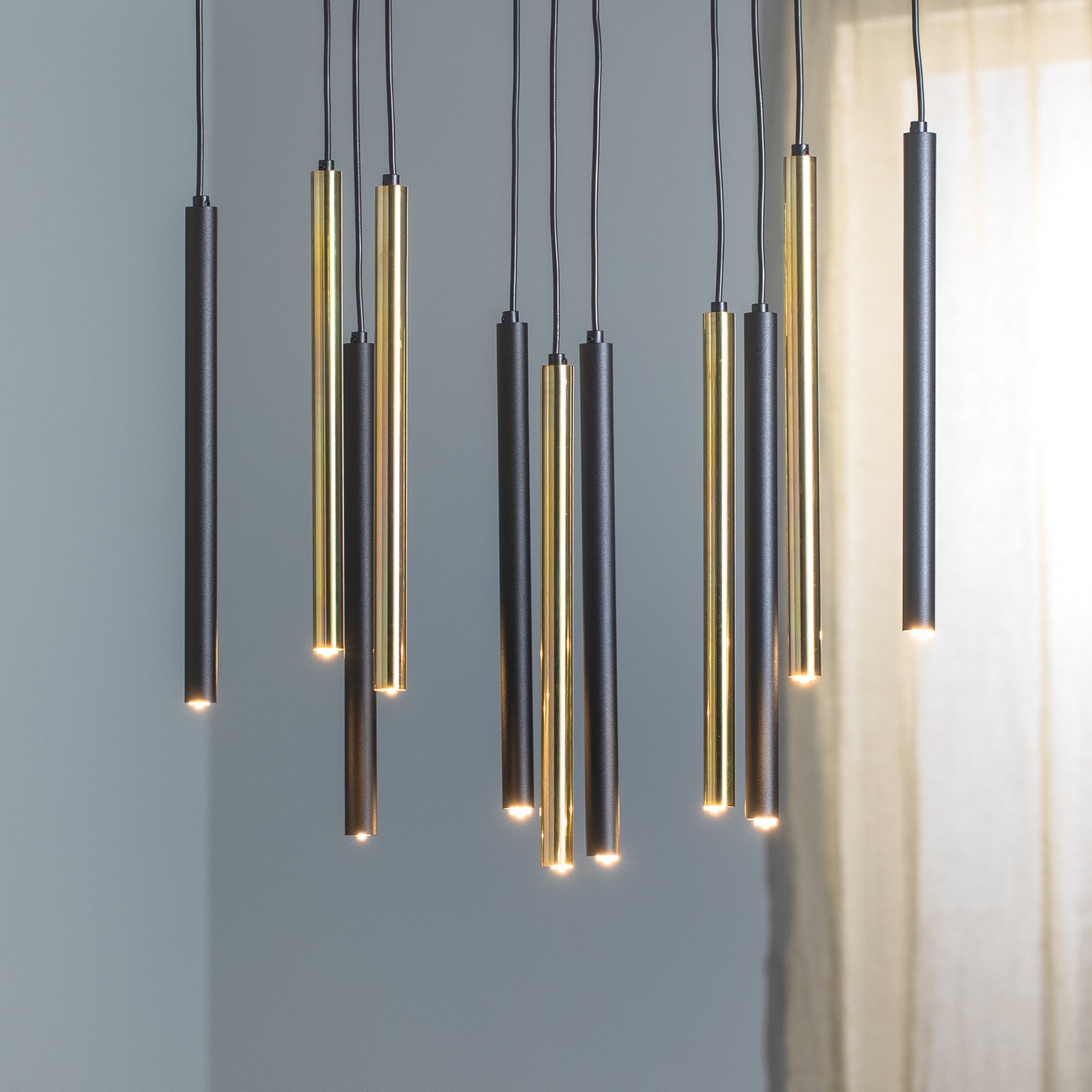 Eko-Light Lampă suspendată Monza negru/auriu 11 becuri - Camera de zi / sufragerie - negru auriu - Metal