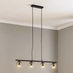 Lindby Suspension Samika, noir, 4 lampes, verre, 80,4 cm