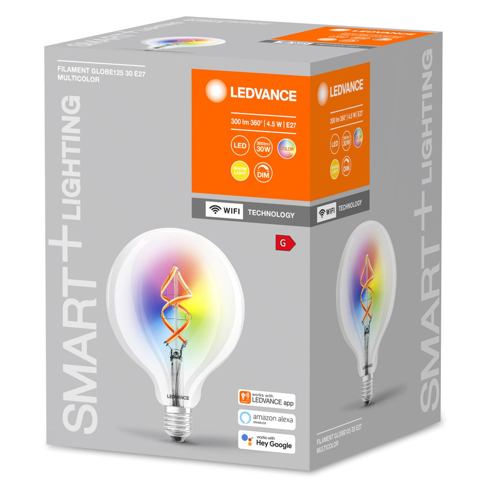 LEDVANCE SMART+ WiFi filament globe RGBW E27 4,5W