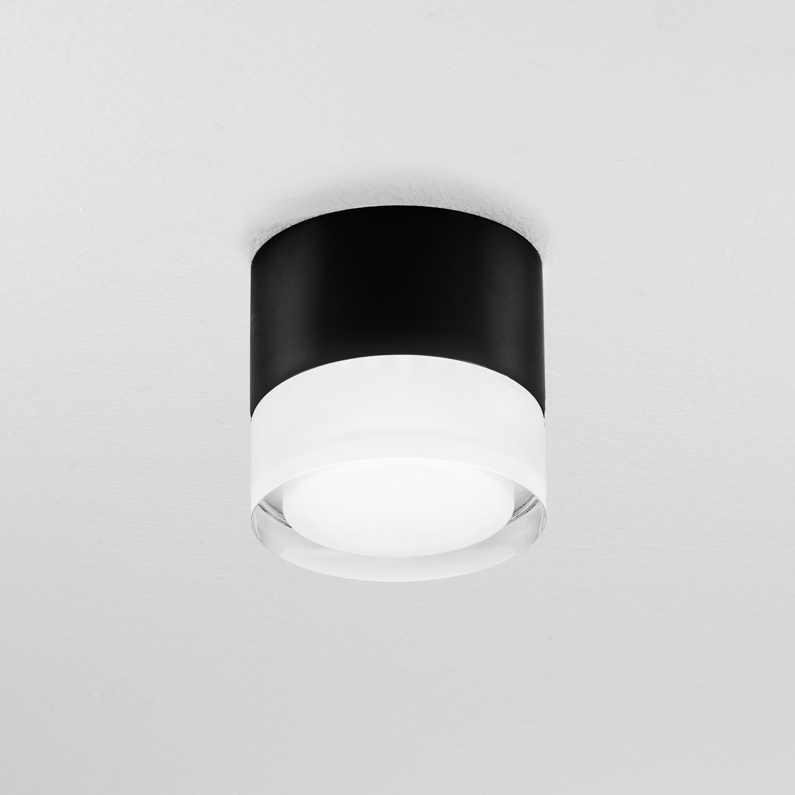 EGG DLS Phoenix outdoor ceiling lamp 3,000 K black Ø 9cm aluminium