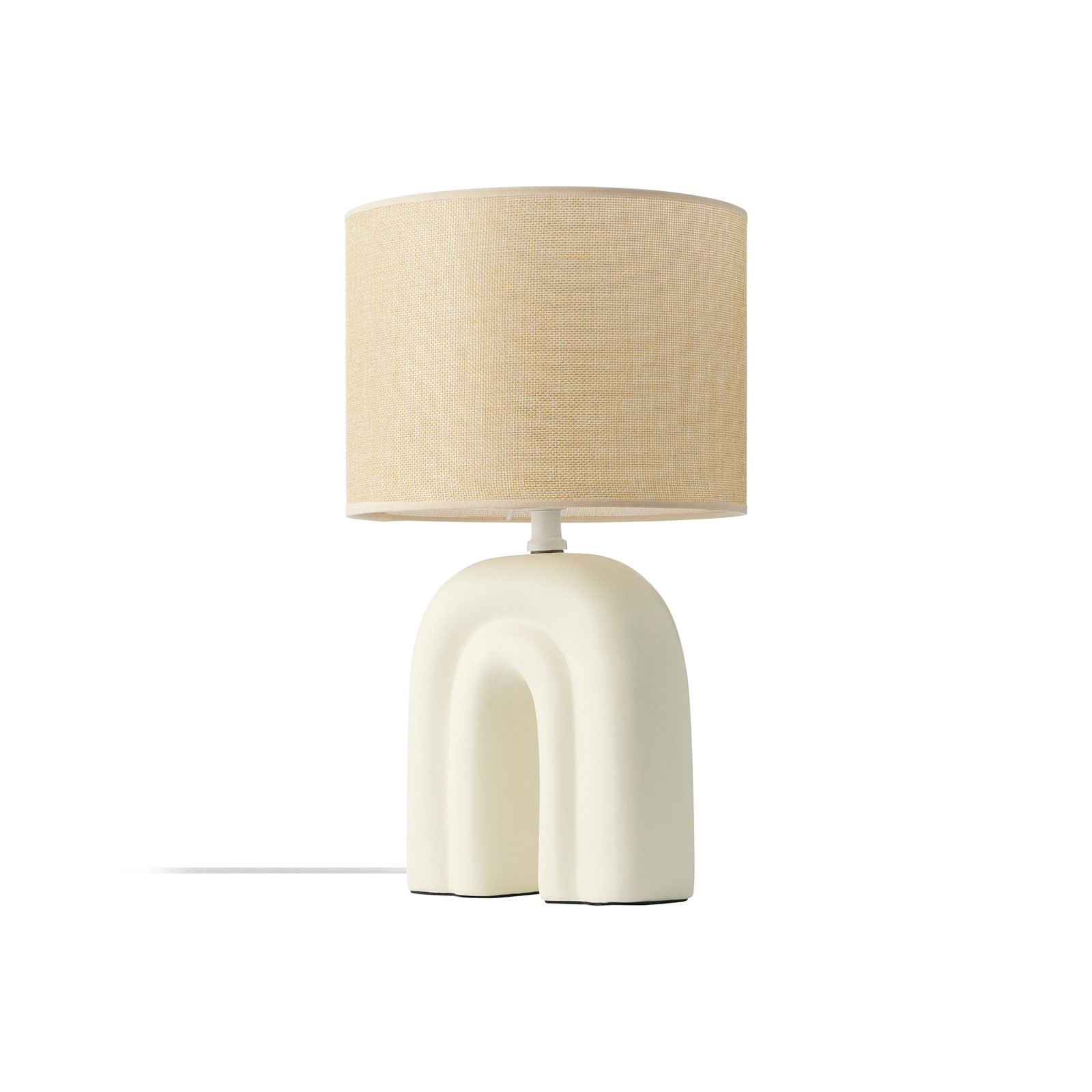 Lámpara de mesa Haze, cerámica, pantalla textil, beige