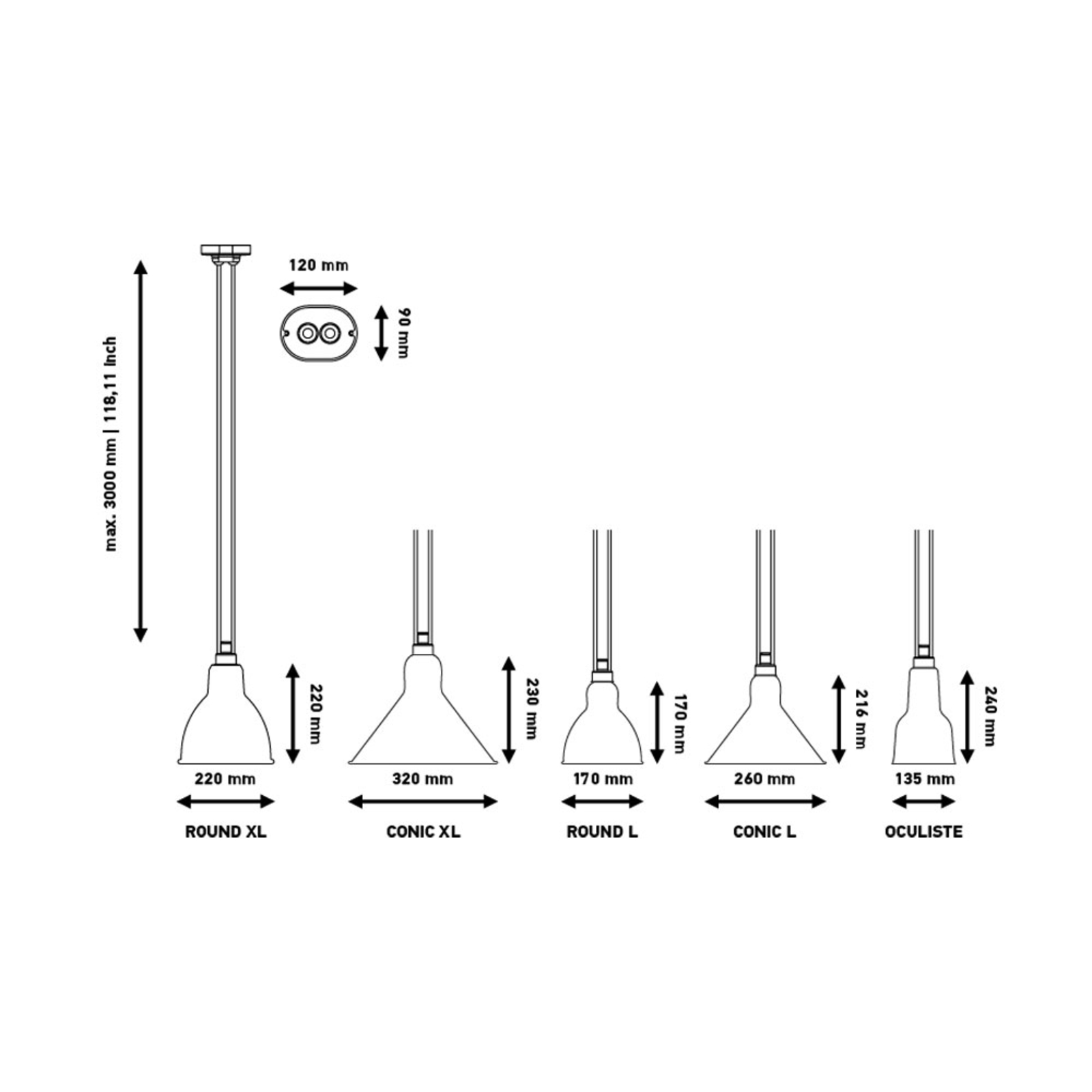 322 XL Lustră Pendul Conic Raw Copper - Lampe Gras