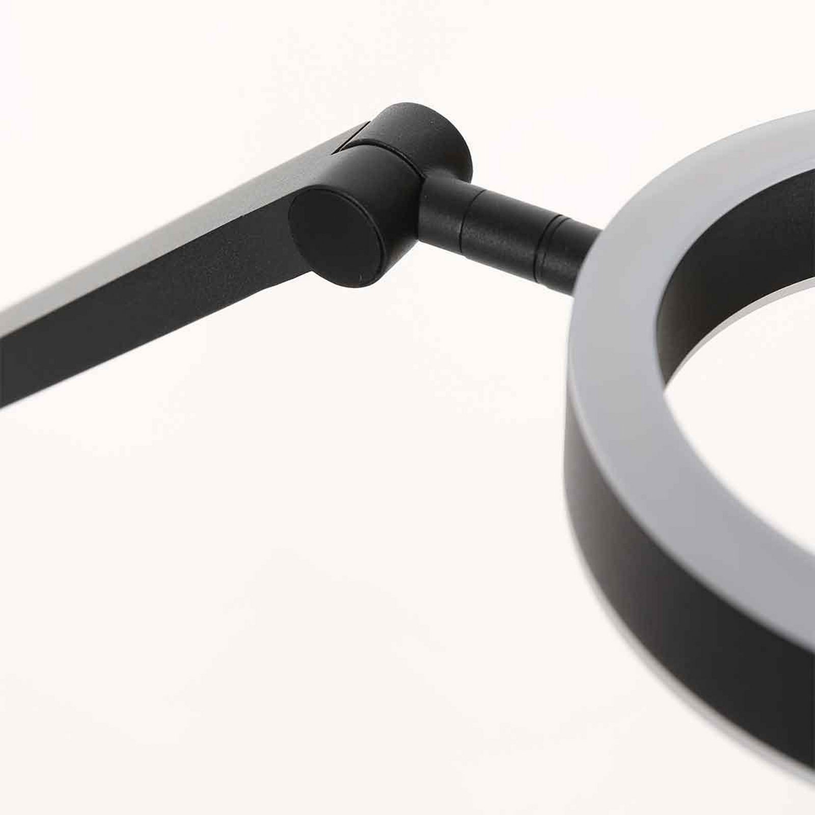 LED vloerlamp Ringlux, zwart, metaal, verstelbaar