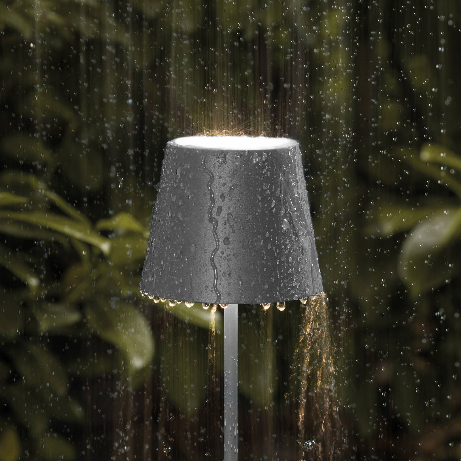 sigor lampe de table led rechargeable nuindie ip54 38 cm ronde usb-c gris
