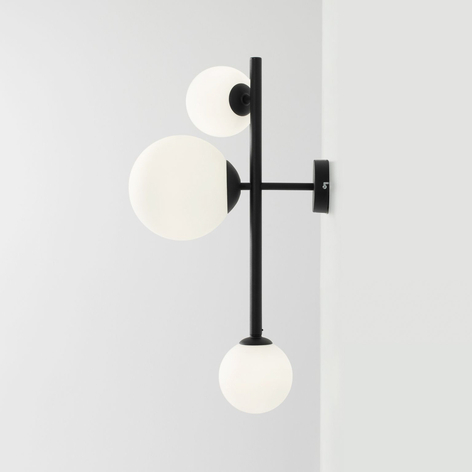 Wandleuchte Dione, dreiflammig, schwarz