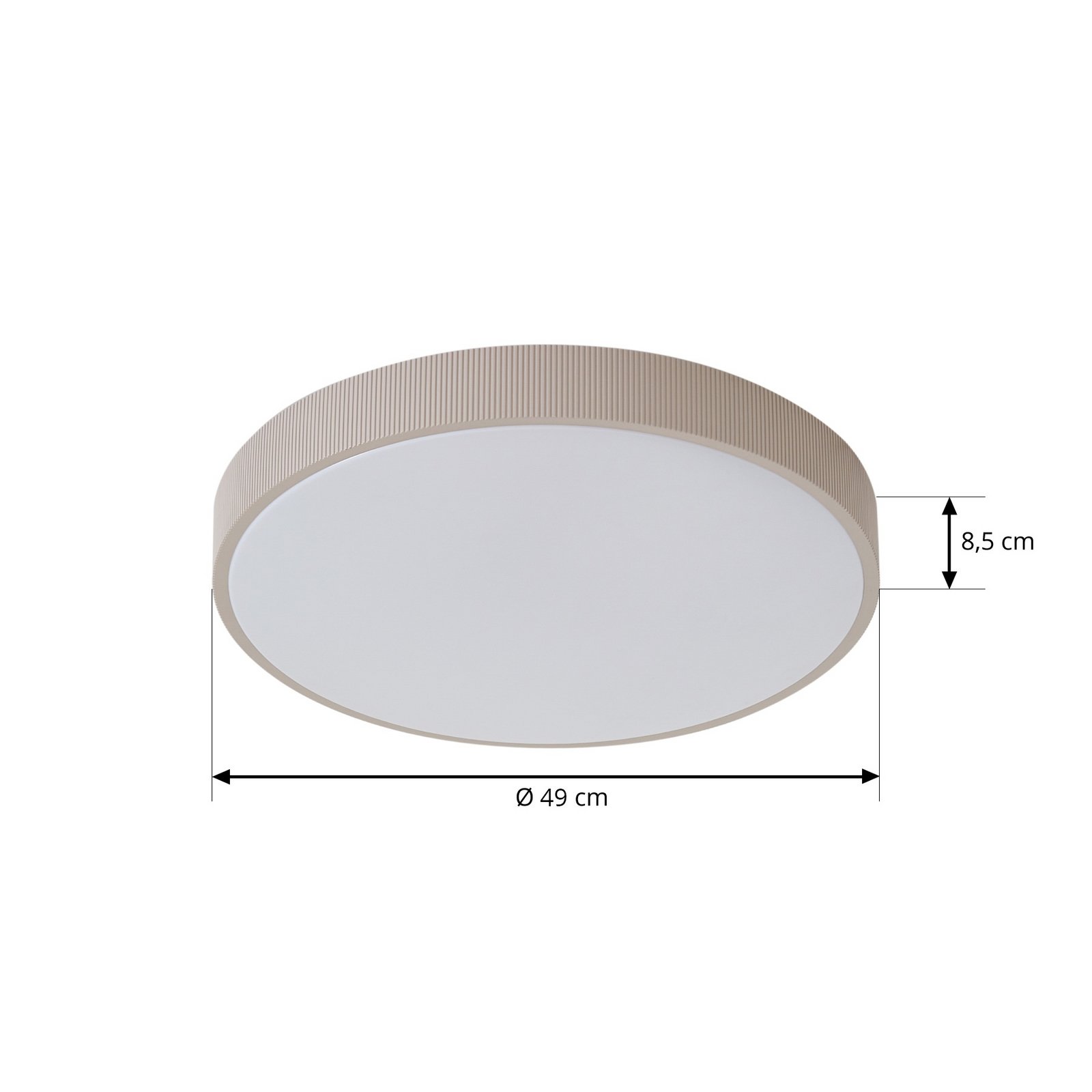 Lindby LED-Deckenlampe Zylo, hellgrau, Ø 49 cm, CCT, dimmbar