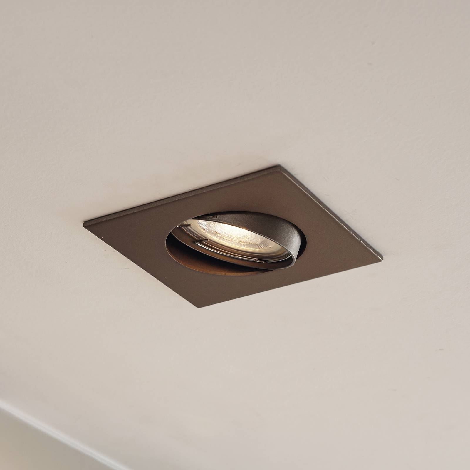 PRIOS inbouwlamp Fibur, brons mat, 9 cm, GU10