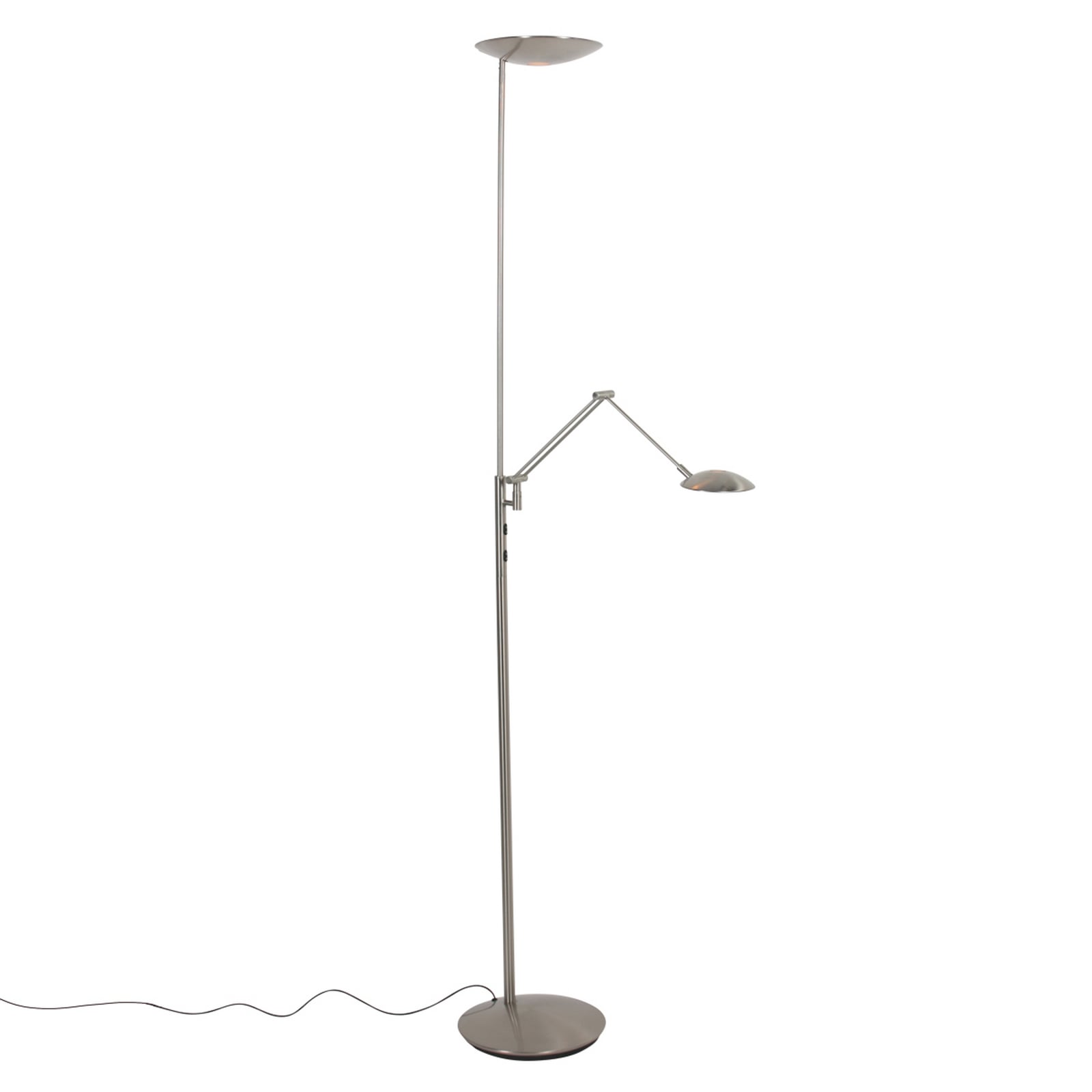 Lampa LED oświetlająca sufit Daphne 2 + – lampka do czytania, stal, CCT, zdalne