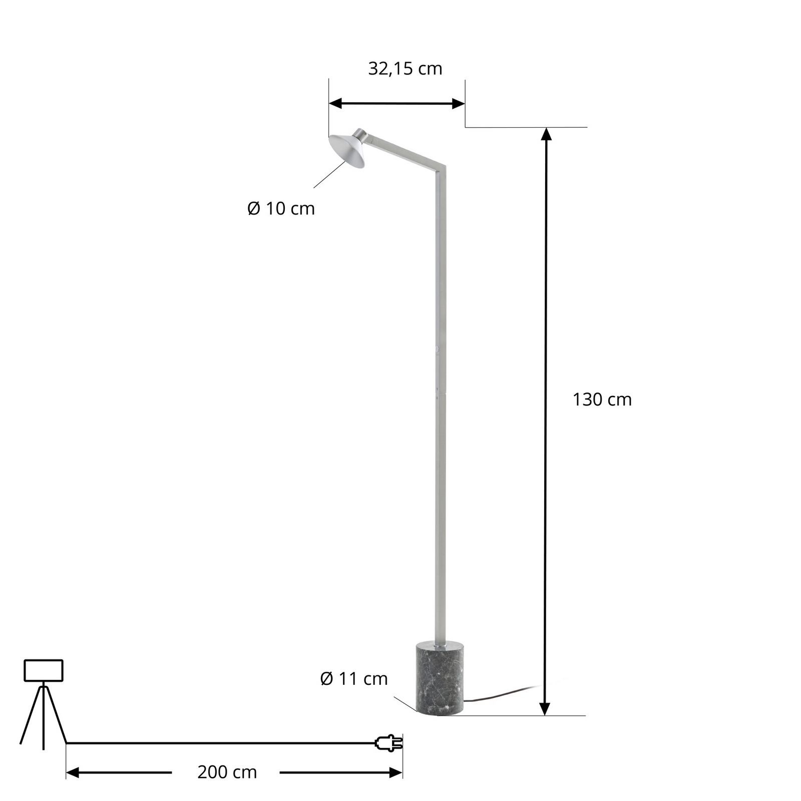 Steve LED álló világítás, 130 cm, alumínium, dimmelhető fényerő - Lucande