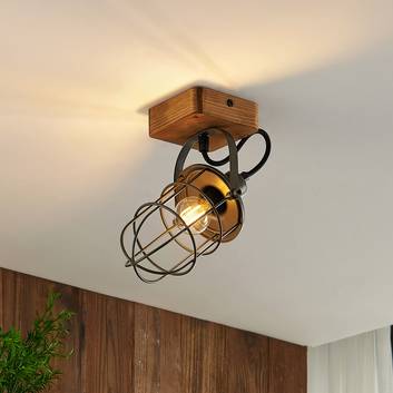 Lindby Serima plafondlamp hout, kooikap, 1-lamp