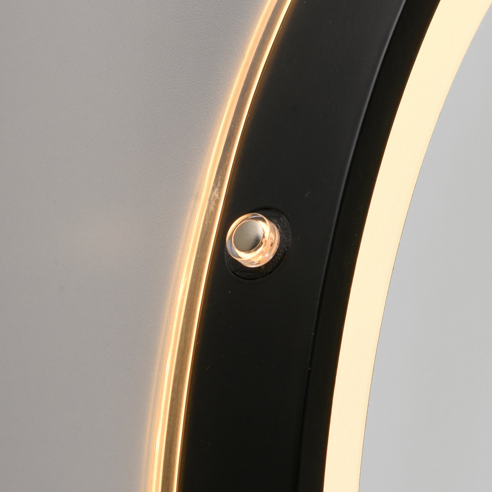 LED nástenné zrkadlo VIDRO, čierne, Ø 40 cm, powerbanka, závesné