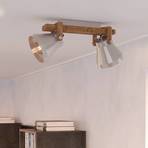 Cawton plafondspot, lengte 58,5 cm, staal/bruin, 2-lamps.
